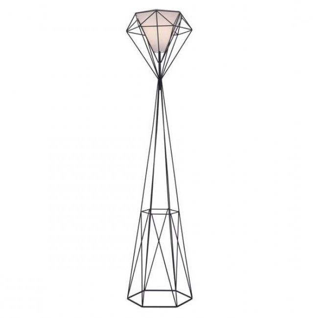 Diamond Shape Floor Lamps Inside 2020 Diamond Shaped Open Design Floor Lamp W/ Frosted Glass Shade (View 2 of 15)