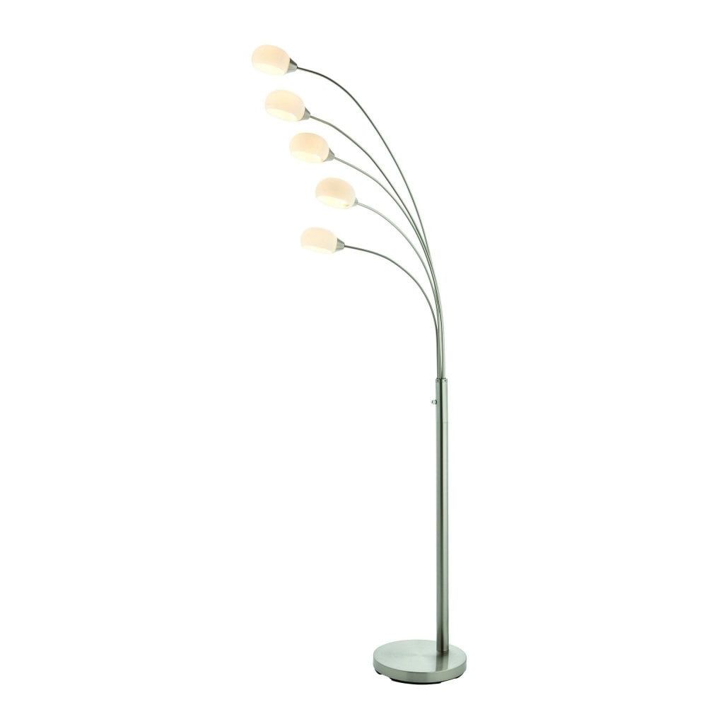 Endon Lighting 76568 Jaspa 5 Light Led Floor Lamp In Satin Nickel Finish  With White Glass Throughout Latest 5 Light Floor Lamps (View 1 of 15)