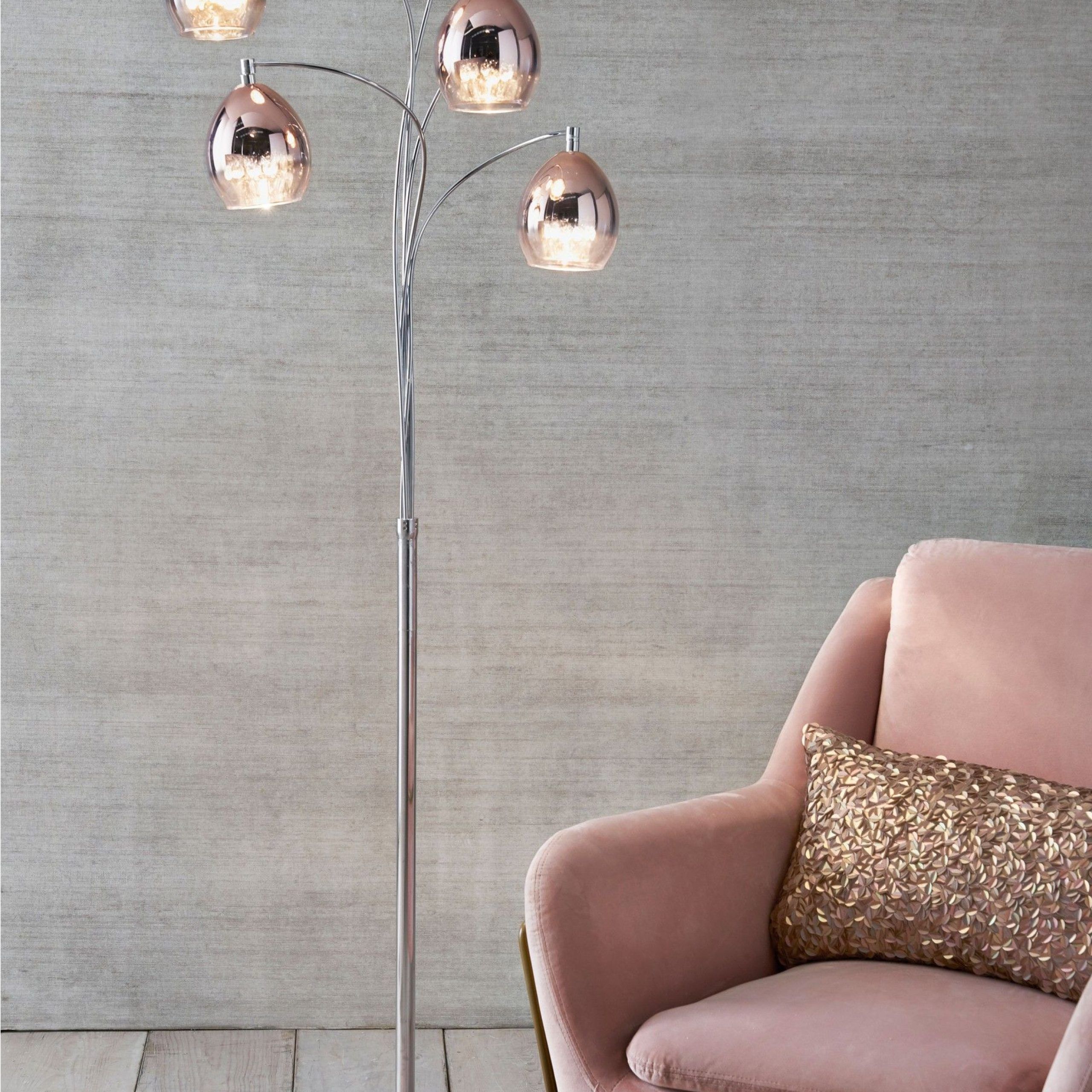 Fashionable Next Bella 5 Light Floor Lamp – Pink (View 14 of 15)