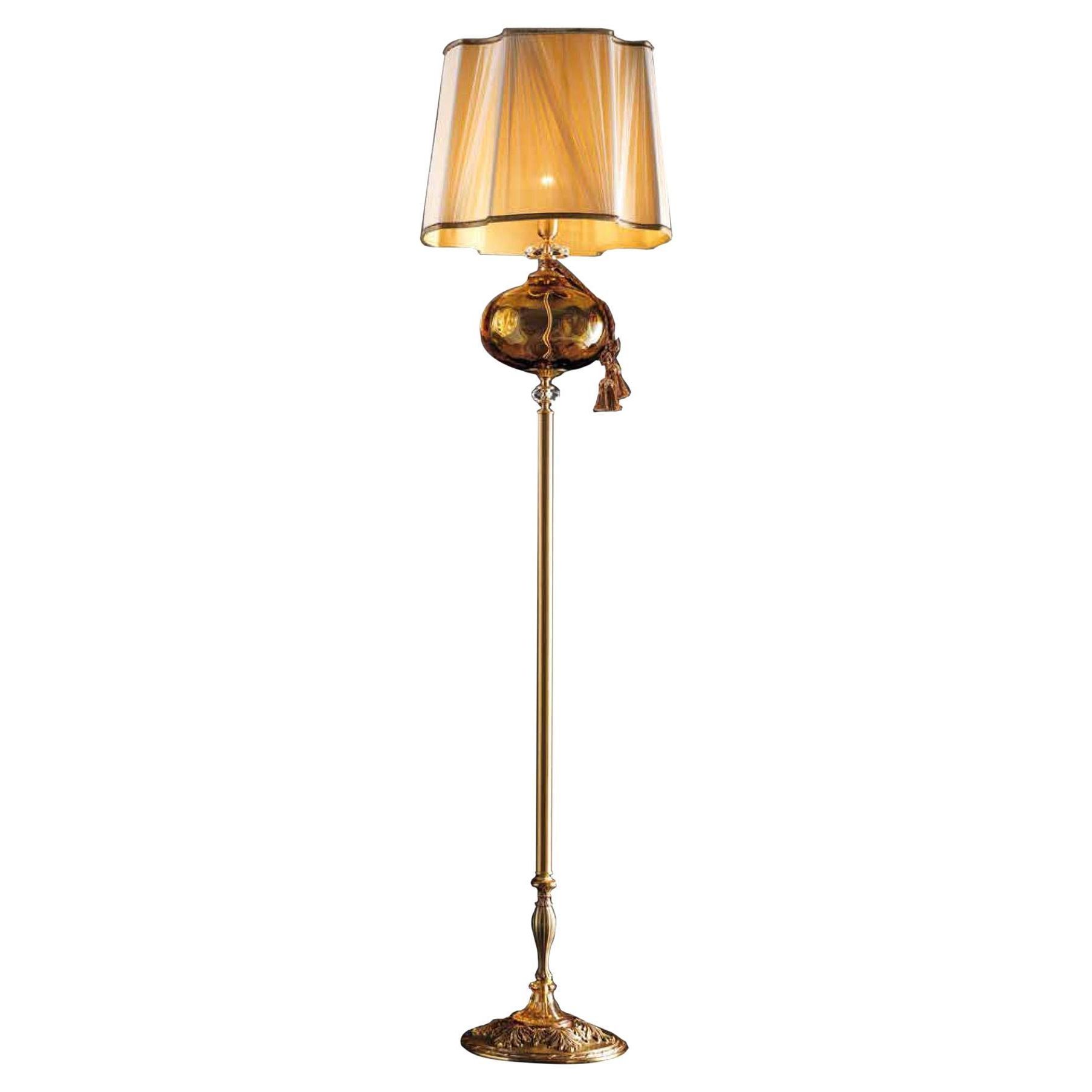 Fashionable Royal 1 Light Floor Lamp In French Gold Satin Brass Finishing And Amber  Crystals For Sale At 1stdibs With Regard To Satin Brass Floor Lamps (View 14 of 15)