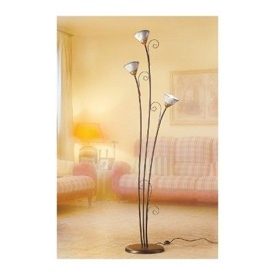 Floor Lamp 3 Lights In Wrought Iron With Dishes, Pierced And Decorated With  Vintage Style Rustic – Inside Fashionable 3 Light Floor Lamps (View 8 of 15)