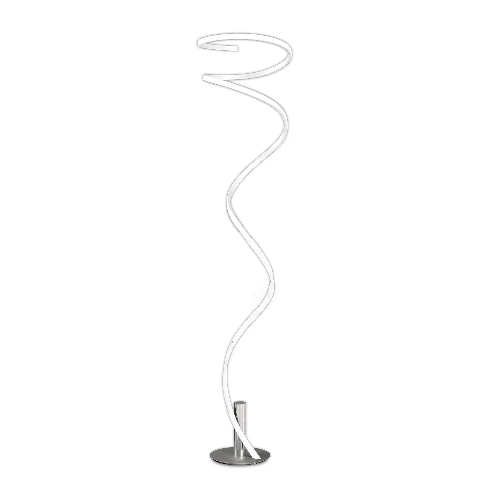 Floor Lamps With Dimmable Led Intended For Recent Mantra M6102 Helix Dimmable Led Floor Lamp In Chrome And White Finish With  Frosted Acrylic (View 5 of 15)