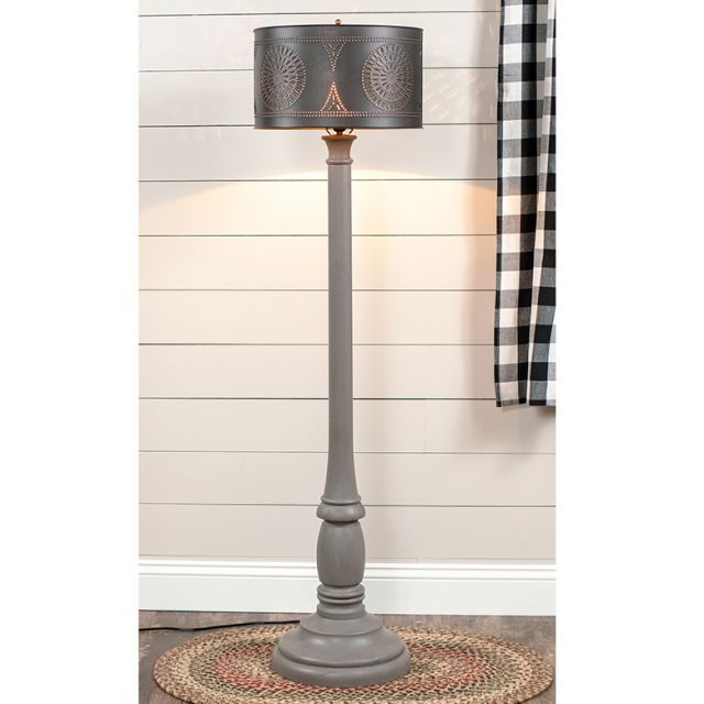 Grey Shade Floor Lamps Within Popular Irvins Tinware: Brinton Floor Lamp In Earl Gray With Shade (View 14 of 15)