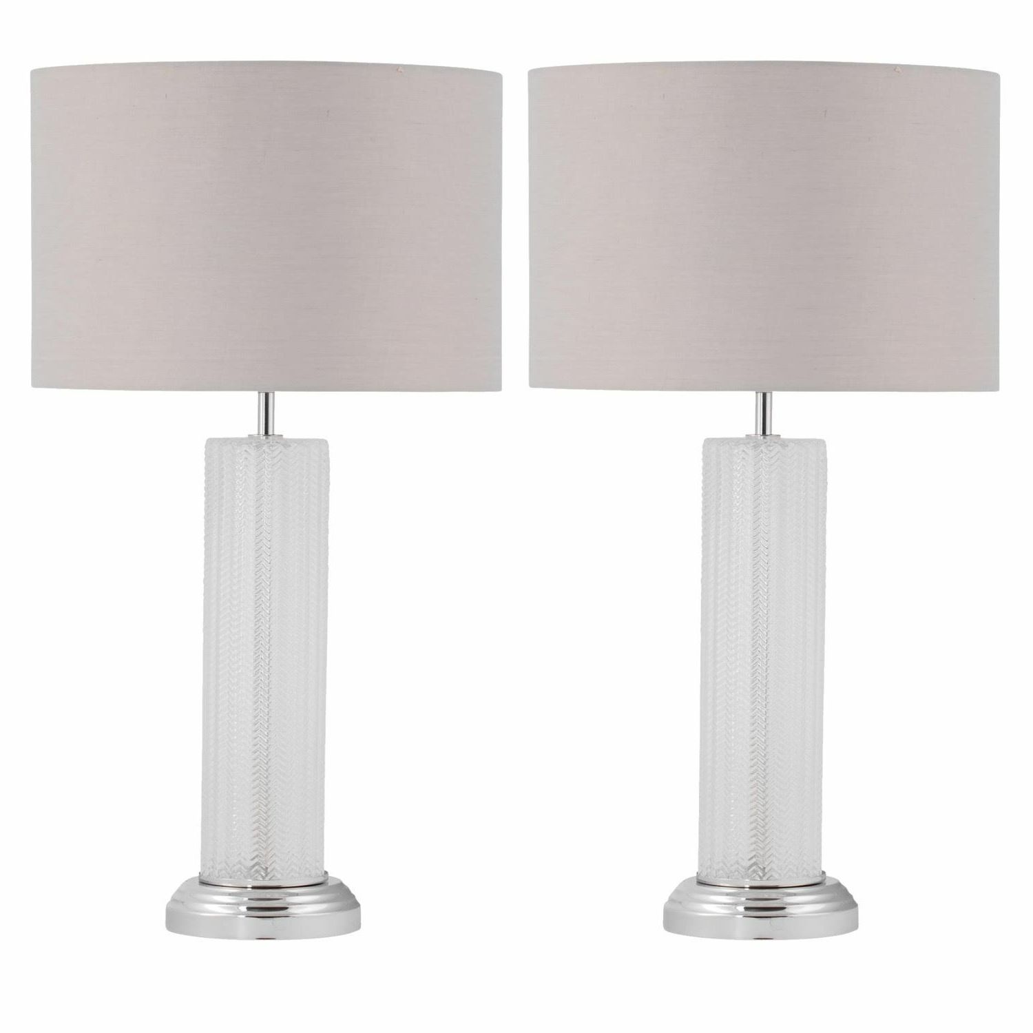 Latest Grey Textured Floor Lamps For Set Of Modern 59cm Textured Glass Table Lamps Bedside Lights With Grey  Shades (View 7 of 15)