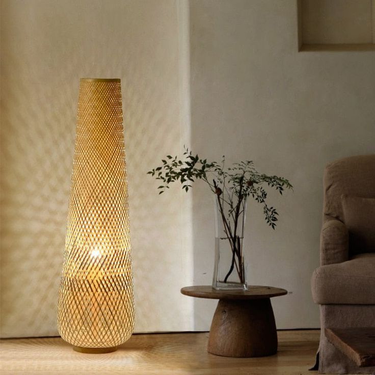Latest Woven Cane Floor Lamps Intended For Willow Bamboo Floor Lamp (View 13 of 15)