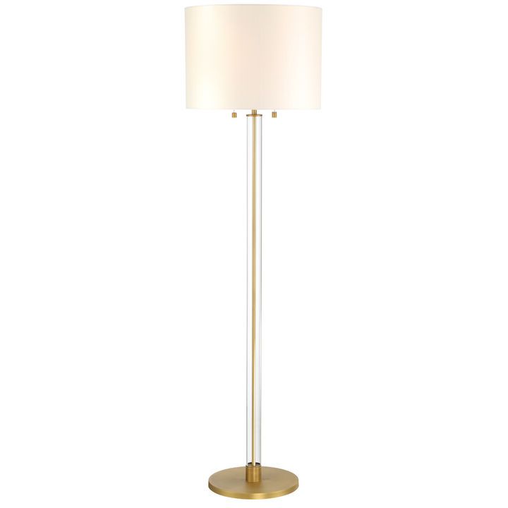 Laurel Glass Cylinder Floor Lamp, Satin  Brass (View 1 of 15)