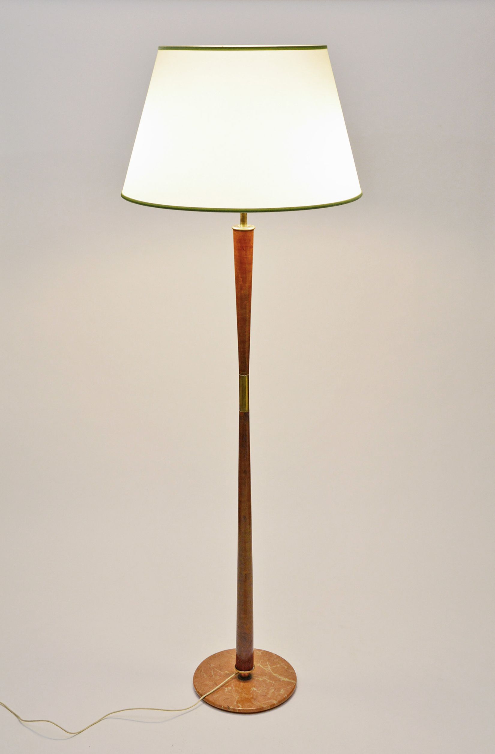 Marble Base Floor Lamps With Regard To Trendy Wood And Brass Floor Lamp With Marble Basestilnovo, 1940s (View 5 of 15)