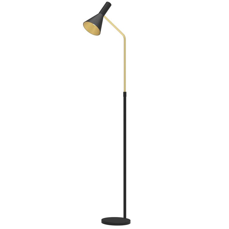 Matt Black And Satin Brass Floor Lamp With Cone Shade – R&s Robertson Inside 2019 Cone Floor Lamps (View 2 of 15)