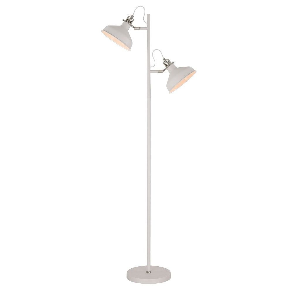 Matt White Vintage Floor Standing Lamp With Two Adjustable Angled Shades Throughout Most Recently Released 2 Light Floor Lamps (View 1 of 15)