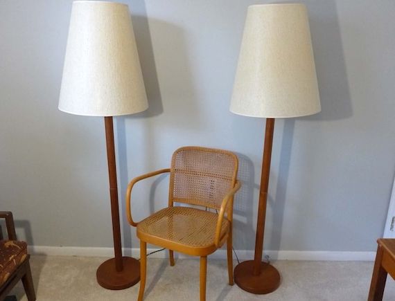 Mid Century Floor Lamps In Well Known Pair Of Teak Floor Lamps Mid Century Modern Design Medium Warm – Etsy Italia (View 2 of 15)