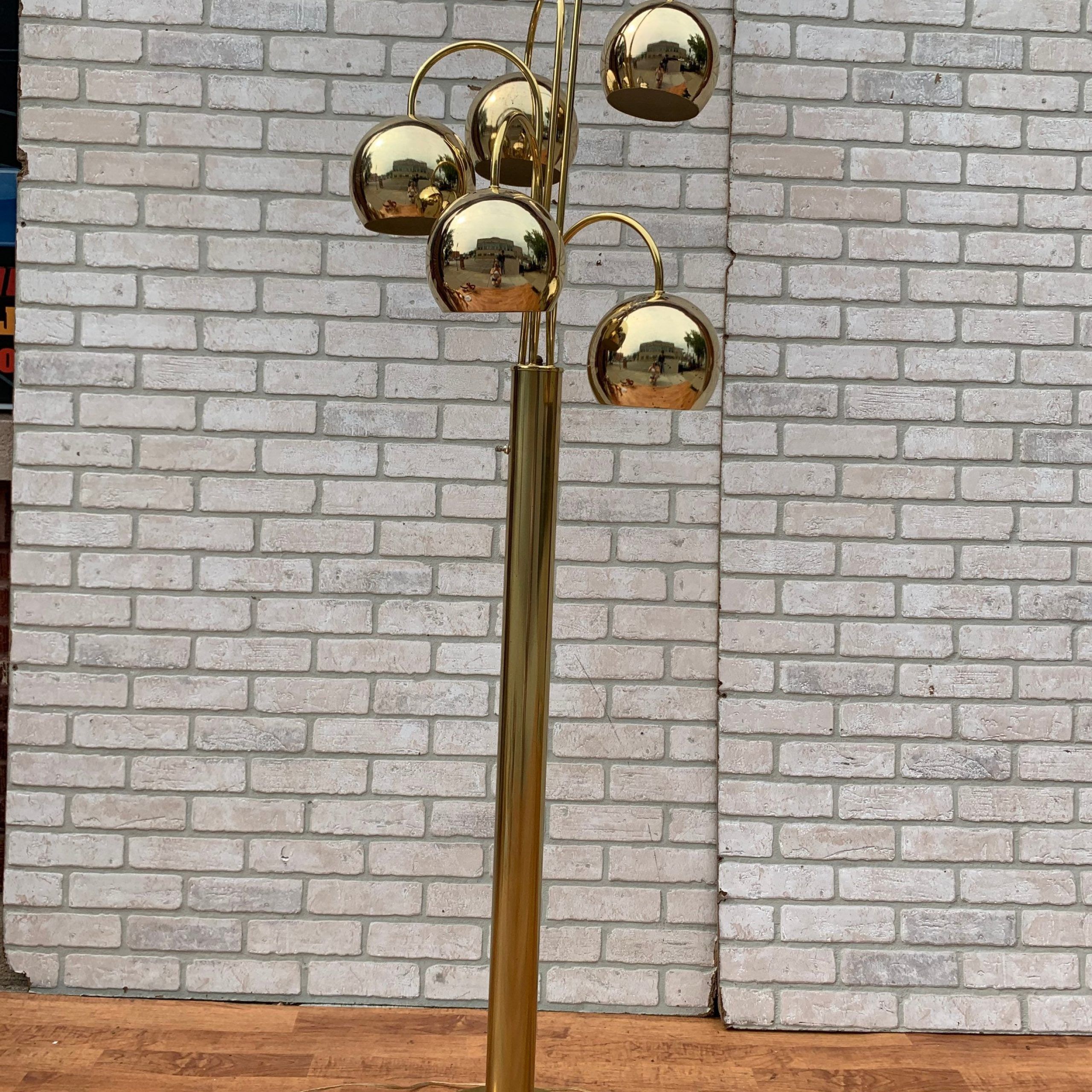 Mid Century Modern Gold 5 Light Orb Floor Lamp – Etsy With Regard To Most Current Gold Floor Lamps (View 9 of 15)