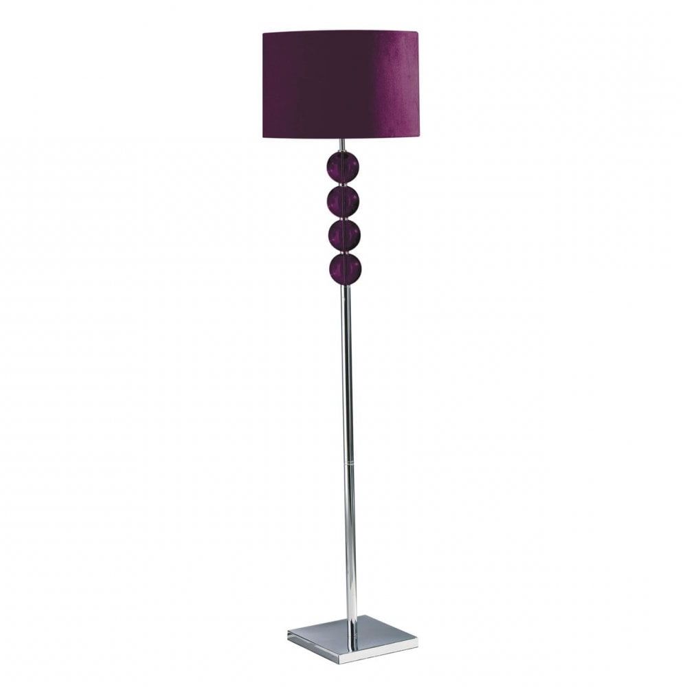 Mistro Floor Lamp, Chromed Suede, Purple (View 4 of 15)