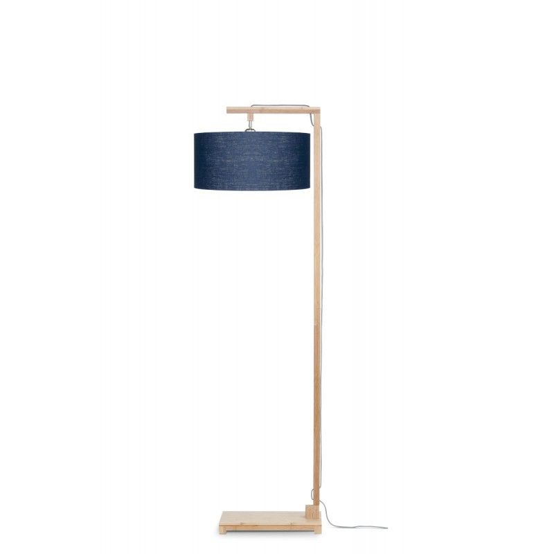 Most Current Bamboo Standing Lamp And Himalaya Ecological Linen Lampshade (natural, Blue  Jeans) Throughout Blue Floor Lamps (View 2 of 15)