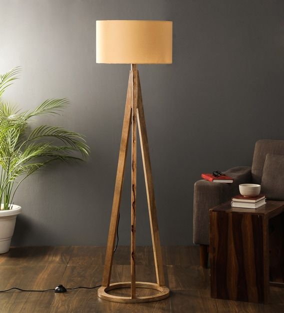 Most Current Fabric Floor Lamps Throughout Remy Beige Fabric Shade Floor Lamp With Brown Base (View 10 of 15)