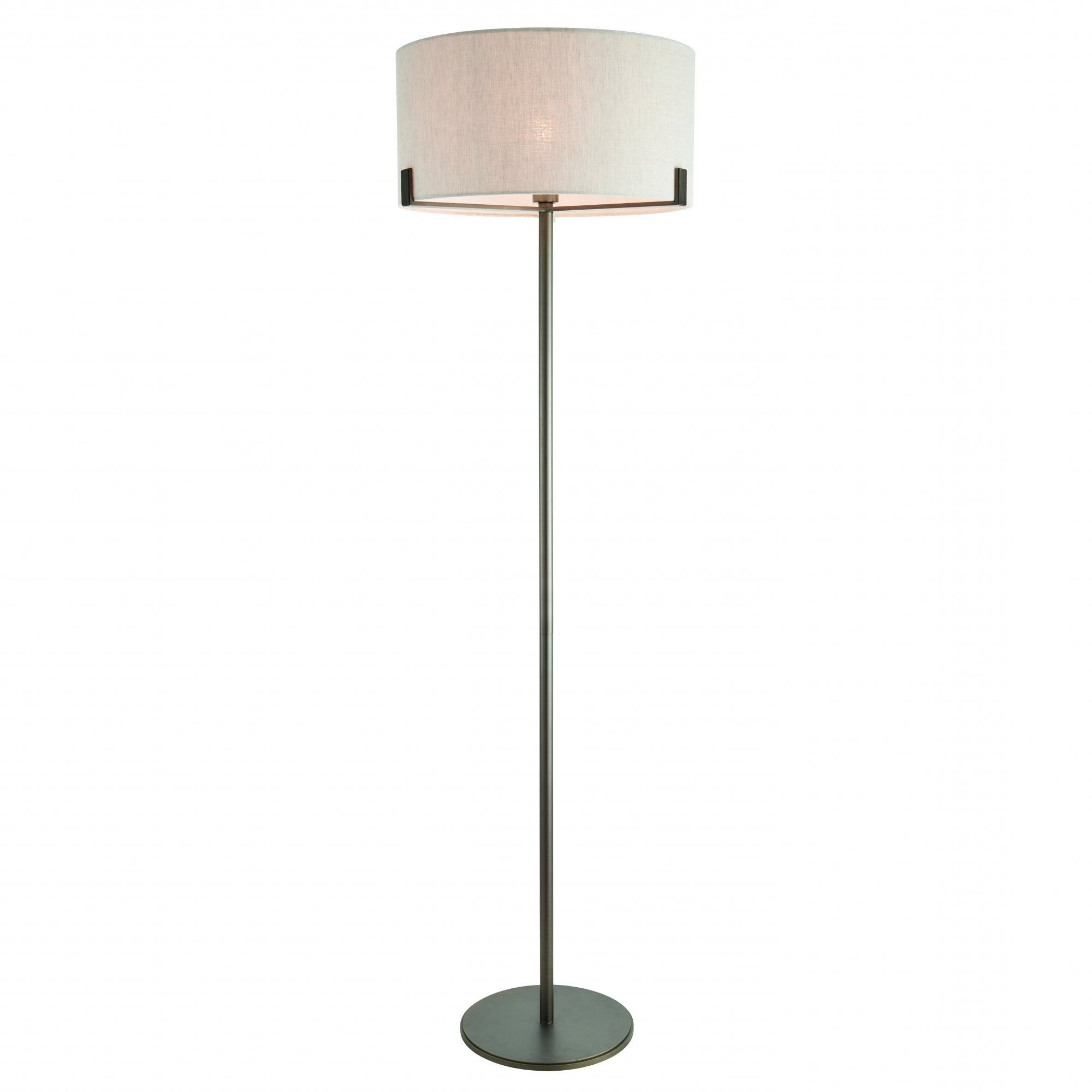 Most Current Floor 60w Brushed Bronze Effect Plate & Natural Linen Regarding Dual Pull Chain Floor Lamps (View 6 of 15)