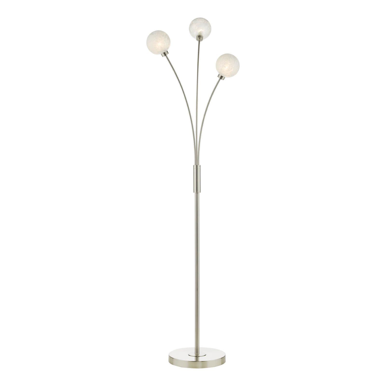 Most Current Glass Satin Nickel Floor Lamps With Avari 3 Light Floor Lamp Satin Nickel Frosted Glass (View 1 of 15)