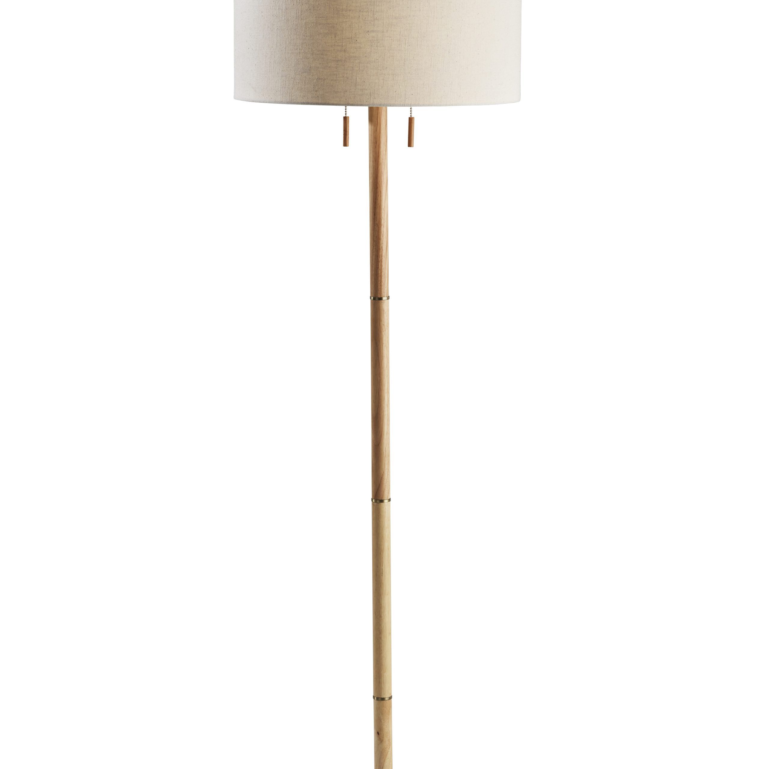Most Popular Rubberwood Floor Lamps Within Adesso Madeline Floor Lamp, Natural Rubberwood Base & Antique Brass, Wood  Base, Off White Textured Fabric Shade – Walmart (View 9 of 15)