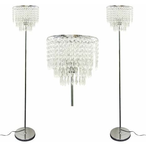 Most Recent Chrome Crystal Tower Floor Lamps In Set Of 2 Chrome And Acrylic Crystal Jewelled Floor Lamps (View 12 of 15)