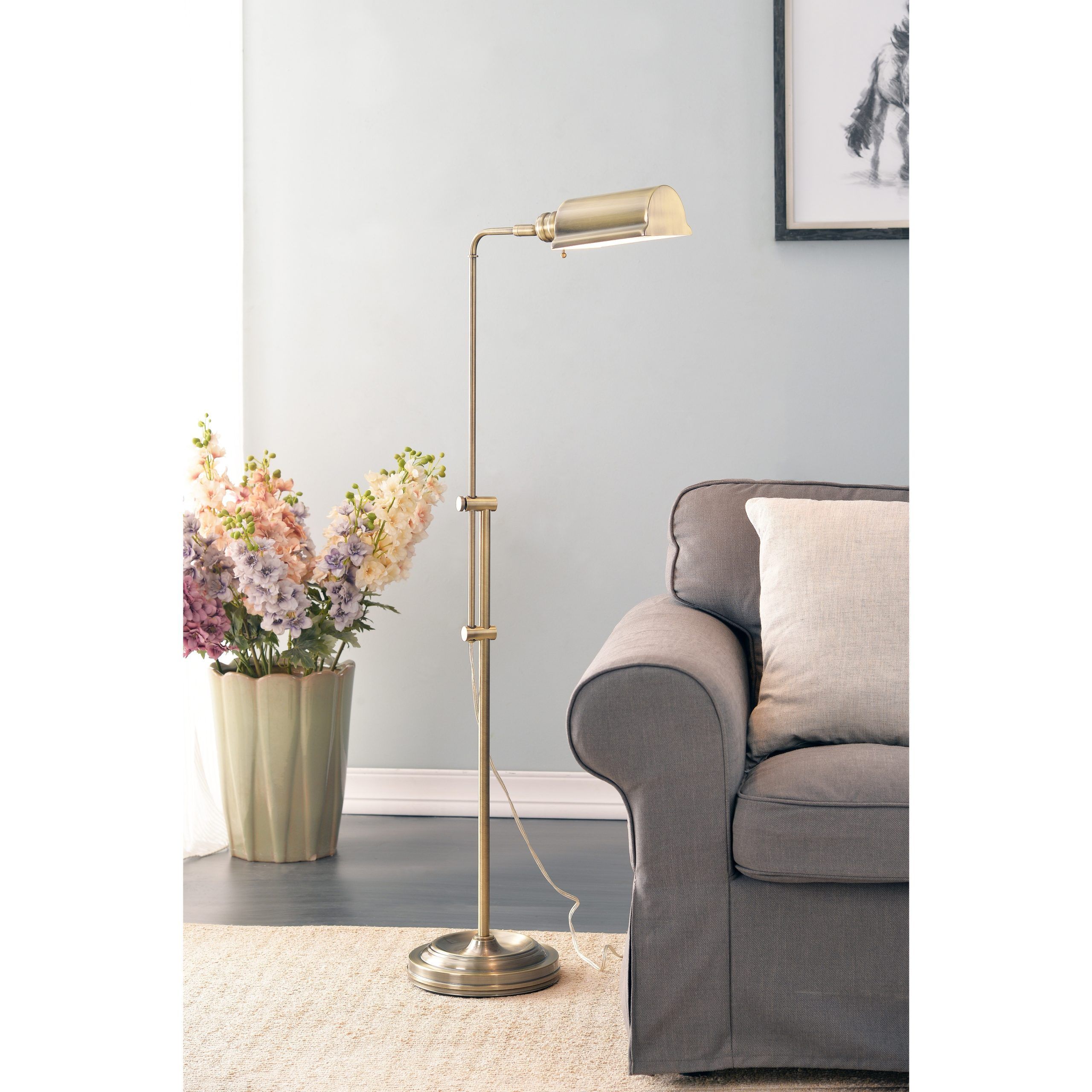 Most Recently Released 50 Inch Floor Lamps For Lois Antique Brass Floor Lamp – Overstock –  (View 8 of 15)