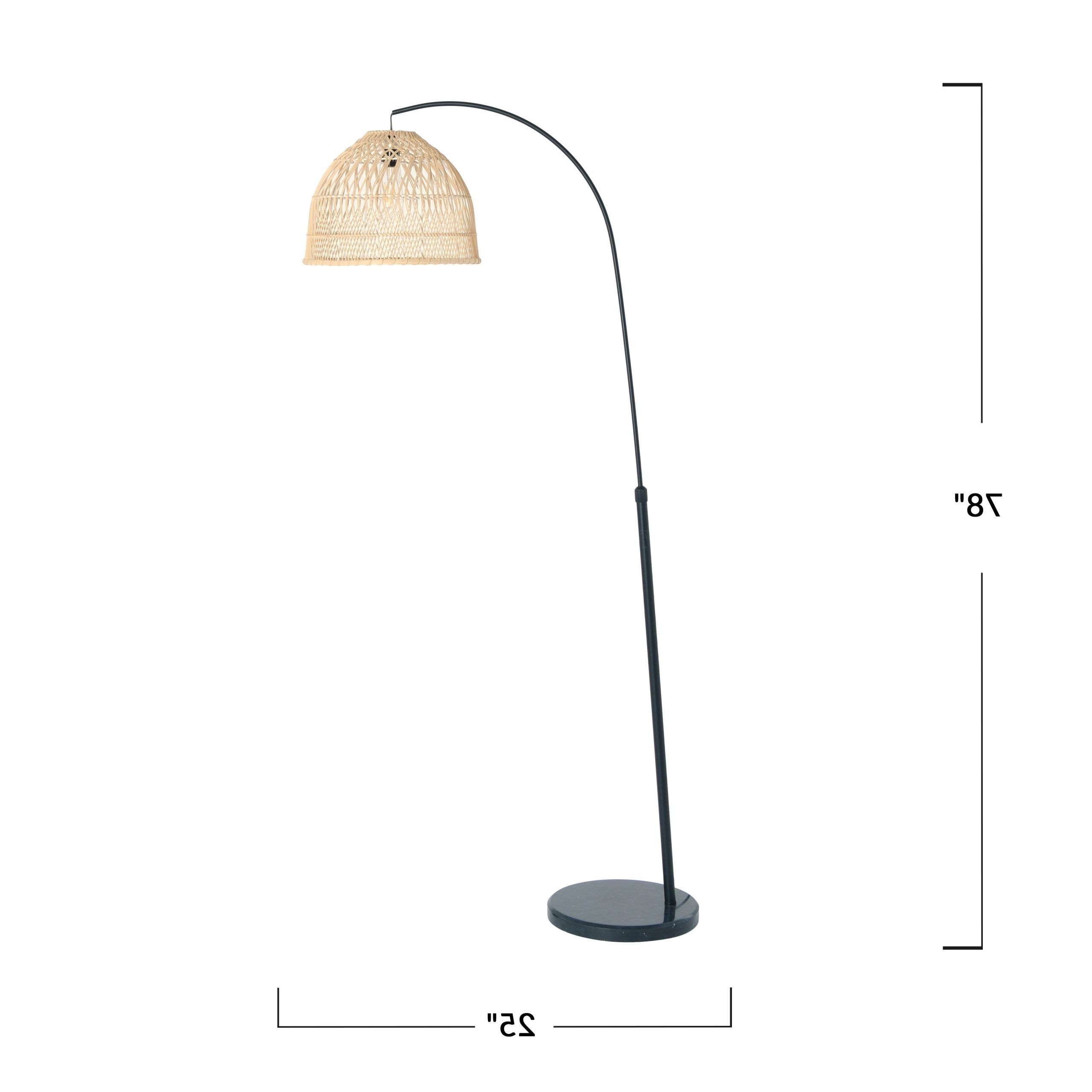 Most Recently Released Arched Floor Lamp With Woven Rattan Shade – Overstock – 33638559 Pertaining To Woven Cane Floor Lamps (View 14 of 15)