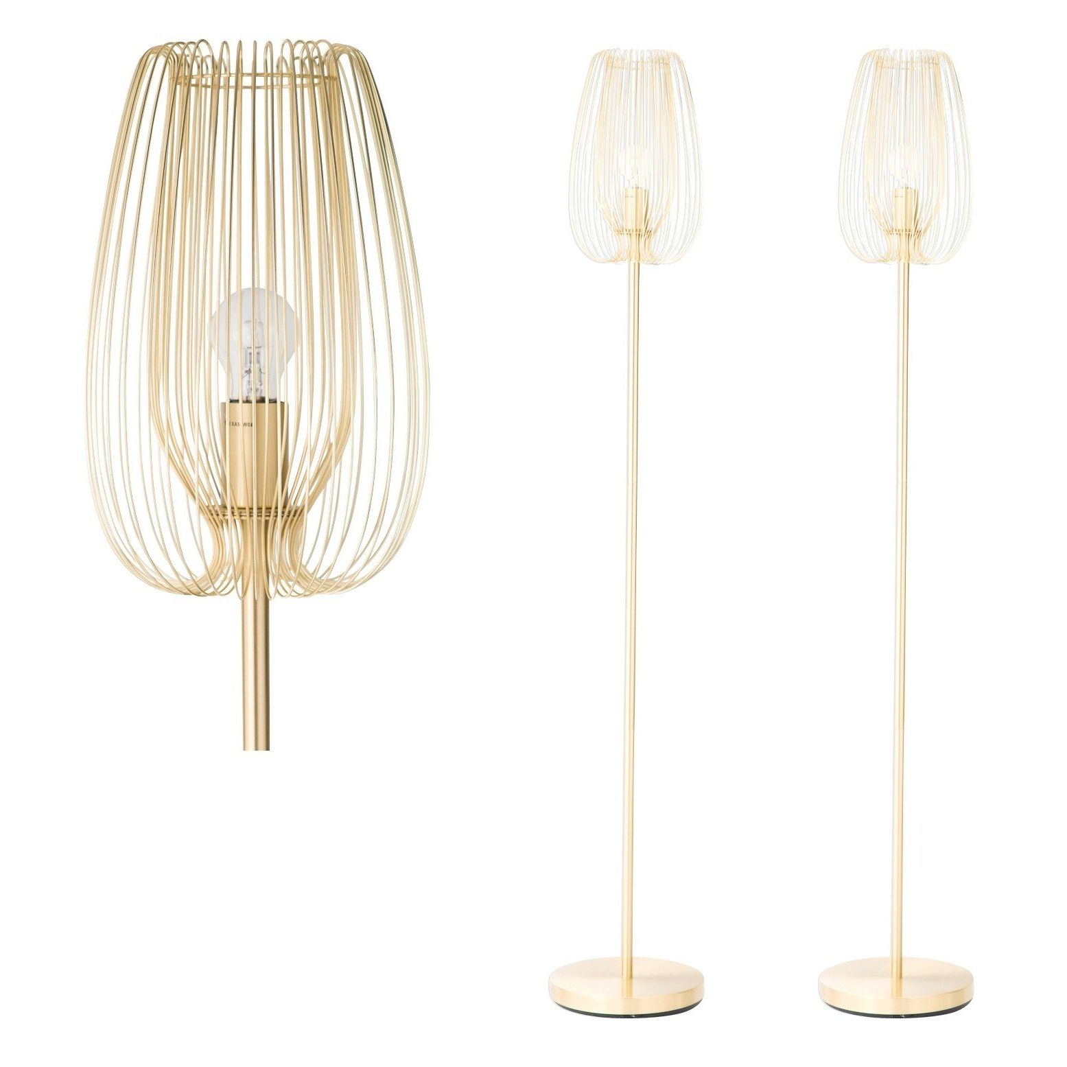 Most Recently Released Metal Brushed Floor Lamps For Set Of 2 Brushed Gold Metal Wire Floor Lamps (View 14 of 15)