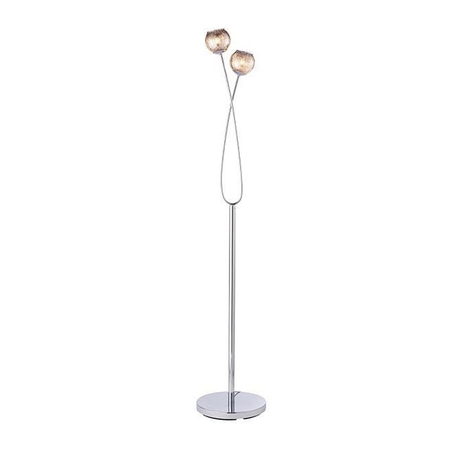 Most Up To Date Chrome Finish Metal Floor Lamps For Endon Aerith Stylish 2 Light Floor Lamp In Chrome Finish With Smoked Glass  Shades 76123 – Lighting From The Home Lighting Centre Uk (View 15 of 15)