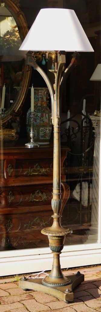 Most Up To Date Directoire Style Floor Lamp In Carved And Painted Wood, Early 20th Cen With Carved Pattern Floor Lamps (View 1 of 15)