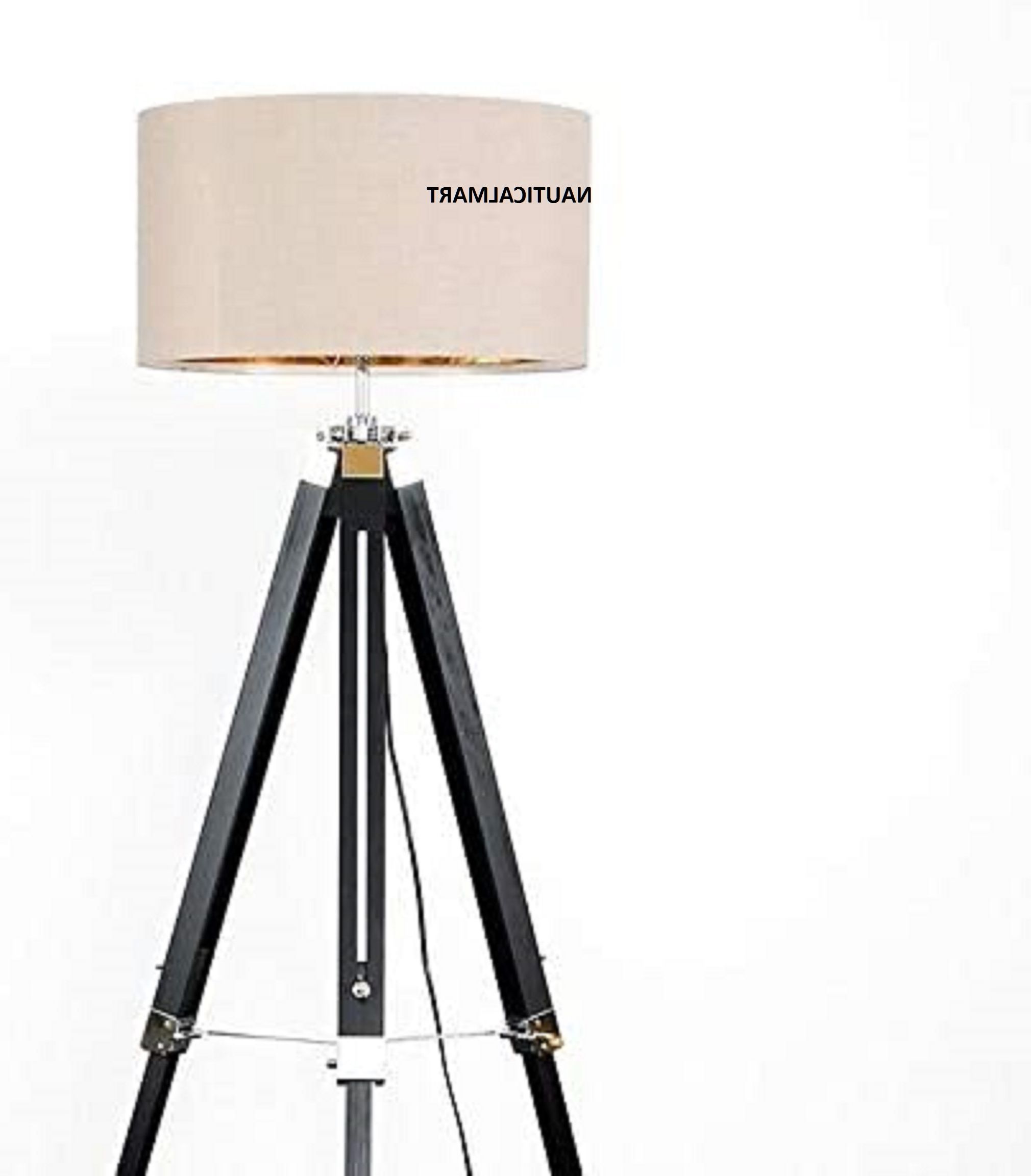 Nauticalmart Modern Tripod Floor Lamp Black Wood And Silver Chrome Bulb &  Shade Not Included – Walmart Within Popular Silver Chrome Floor Lamps (View 15 of 15)