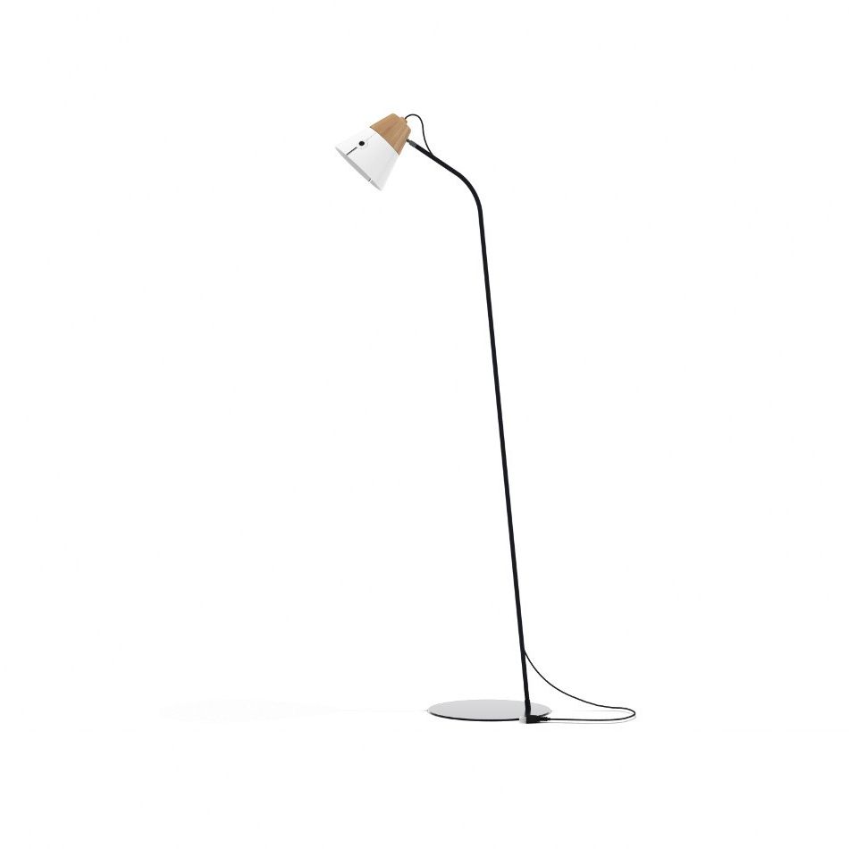 Newest Cone Floor Lampuniversopositivo – Modern Design, Metal And Wood Floor  Lamp – White – Casa24.eu With Cone Floor Lamps (Photo 10 of 15)