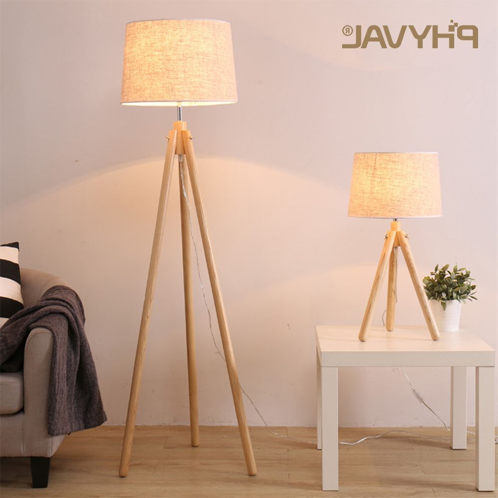 Nordic Floor Lamp Solid Wood Lamp Frame Fabric Lampshade Simple Bedroom  Study Three Legged Lamp Standard Lamp Foot Switch E27 – Floor Lamps –  Aliexpress For Preferred 3 Piece Setfloor Lamps (View 14 of 15)
