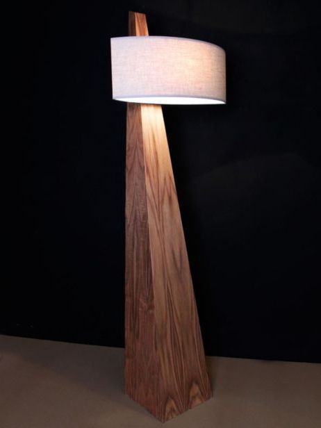 Oak Floor Lamps For Preferred Handcrafted Angled Wooden Floor Lamp (View 11 of 15)
