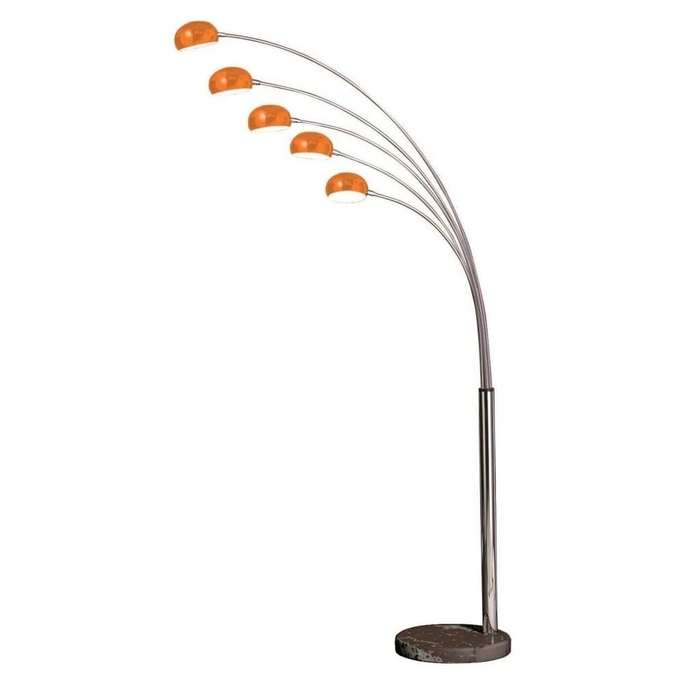 Orange Floor Lamps Pertaining To Fashionable Buy 5 Light Metal And Orange Arched Floor Lamp From Fusion Living (View 13 of 15)