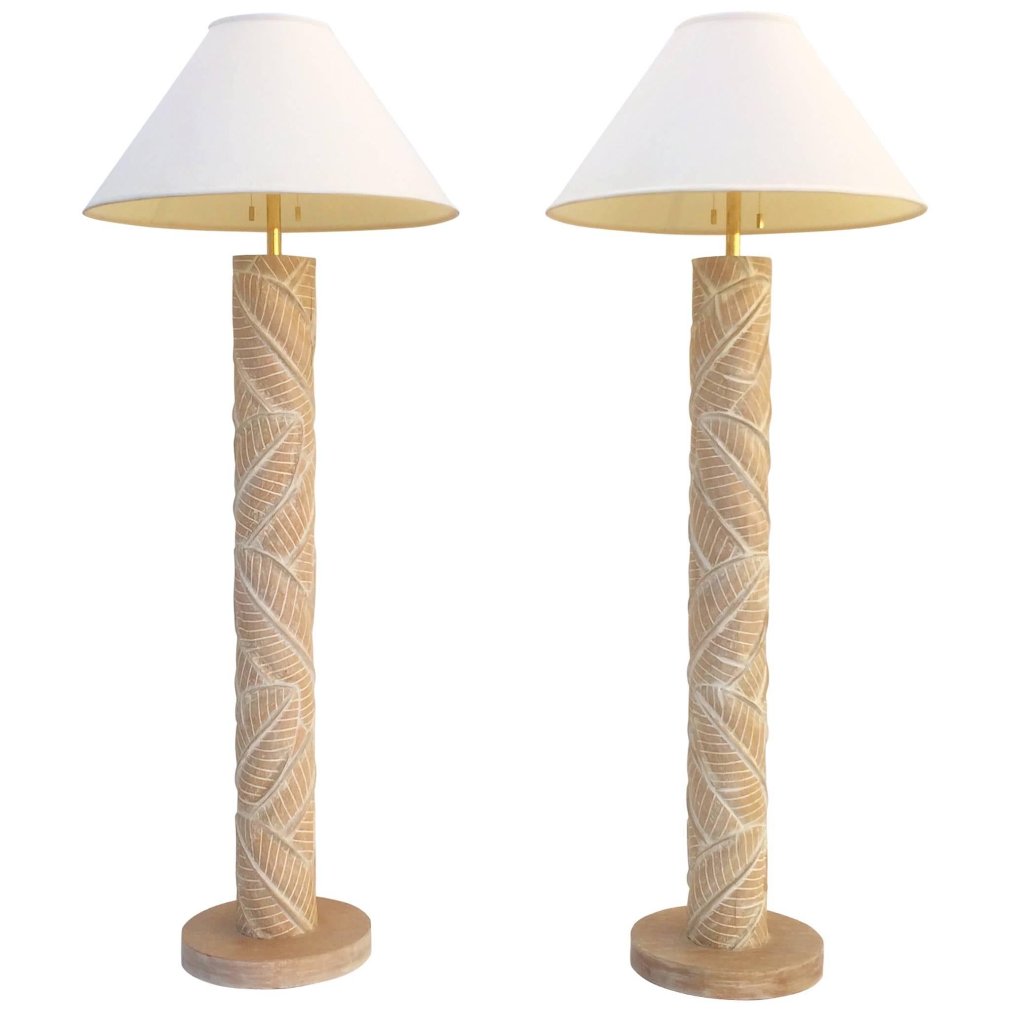 Pair Of Carved Wood Floor Lamps For Sale At 1stdibs For Well Known Carved Pattern Floor Lamps (View 2 of 15)