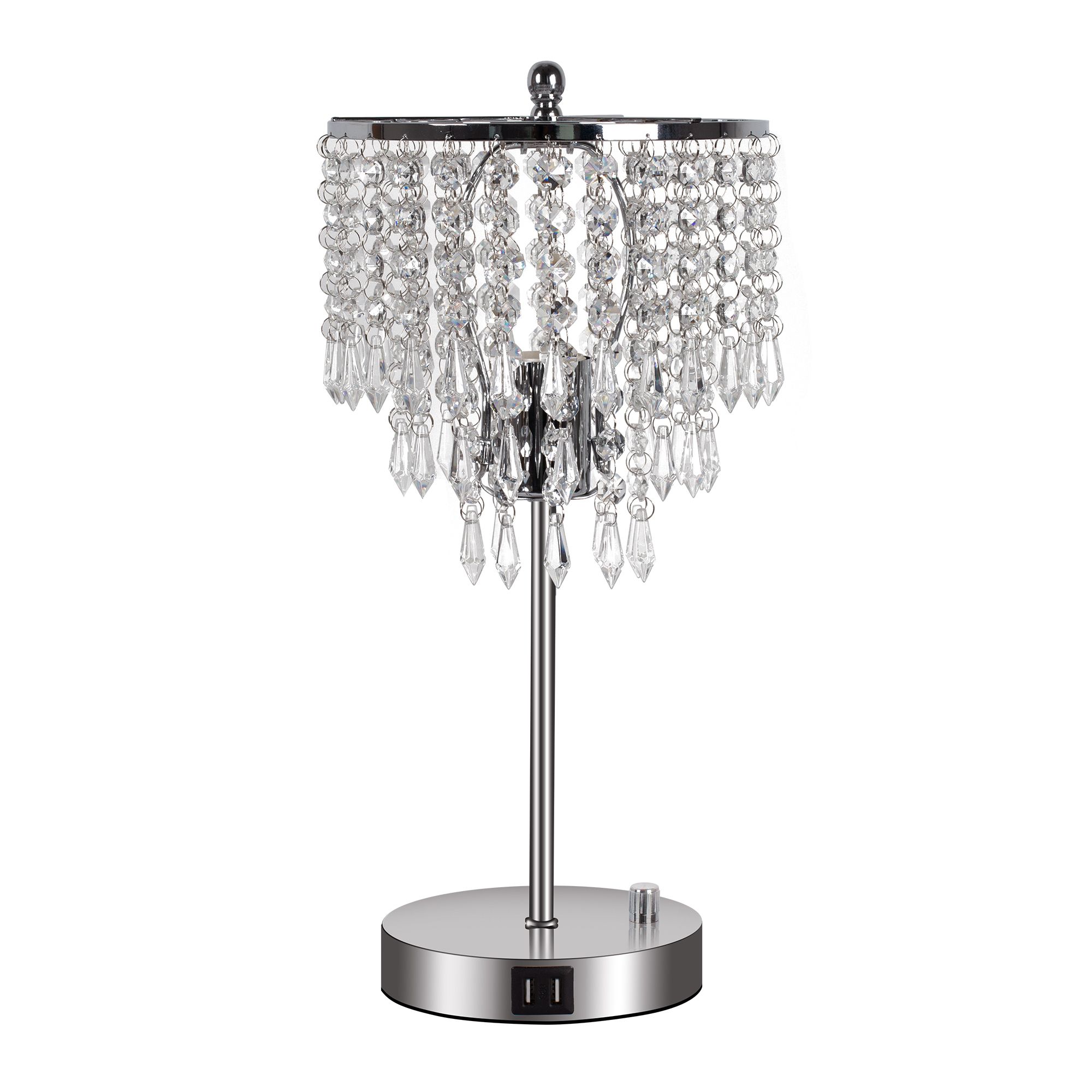 Preferred Crystal Bead Chandelier Floor Lamps Pertaining To Lohas Dual Usb Port Crystal Table Lamp,k9 Crystal Beads Desk Lamp With  Dimming Button,great For Bedroom Living Room – Walmart (View 12 of 15)