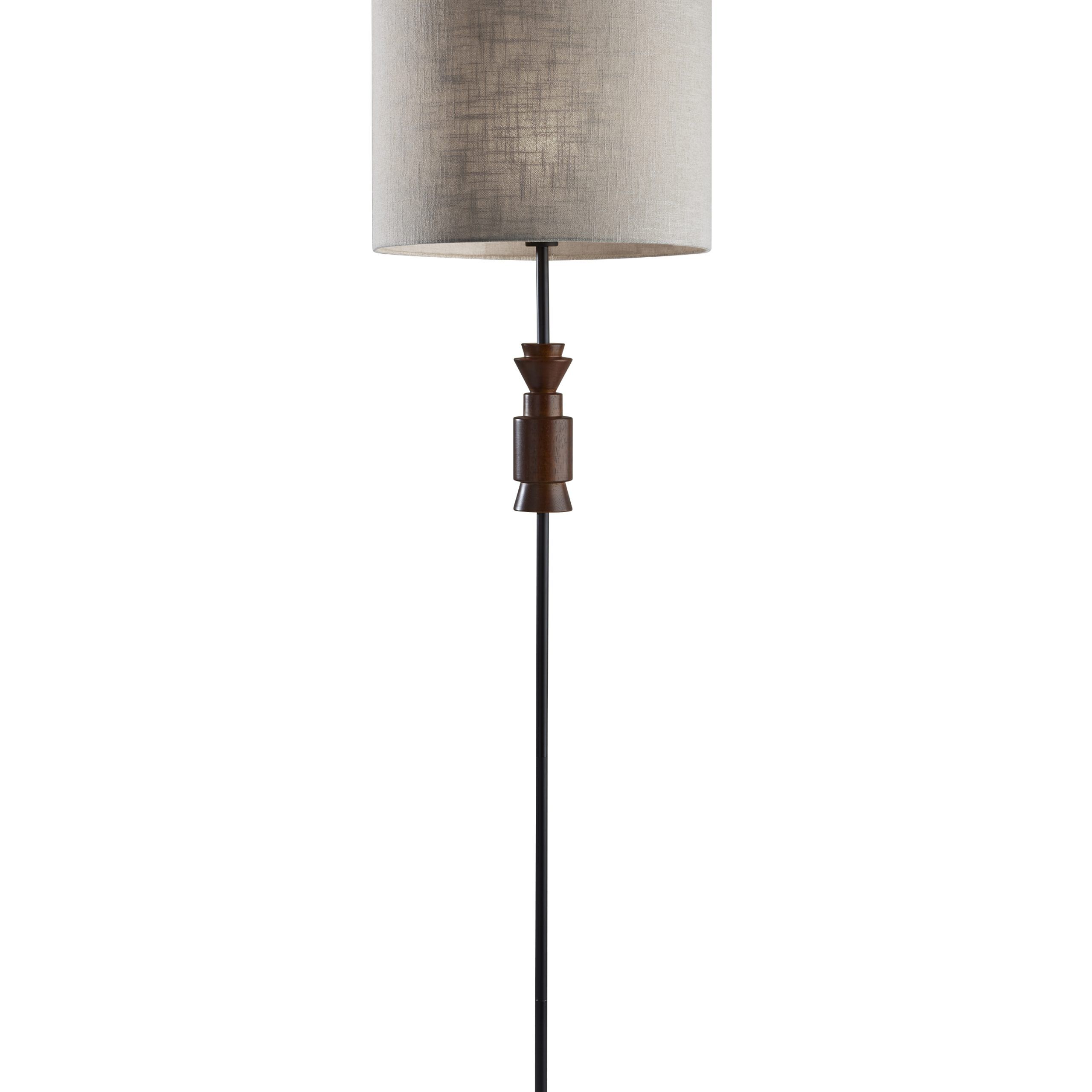 Preferred Textured Fabric Floor Lamps Within Adesso Elton Floor Lamp, Black + Walnut Wood Base, Light Beige Textured  Fabric Shade – Walmart (View 4 of 15)