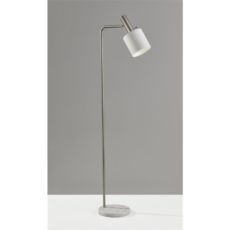 Recent Metal Brushed Floor Lamps Throughout Adesso Home Emmett Metal Floor Lamp In White And Brushed Steel (View 4 of 15)