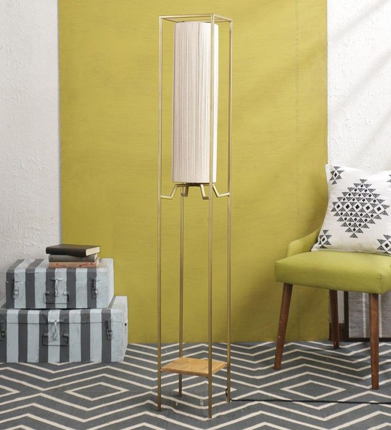 Recent Natural Woven Floor Lamps Inside Buy Madison White Natural Fiber Shade Floor Lamp With Gold Base – Bohemiana Pepperfry Online – Torchiere Floor Lamps – Floor Lamps – Lamps And  Lighting – Pepperfry Product (View 9 of 15)