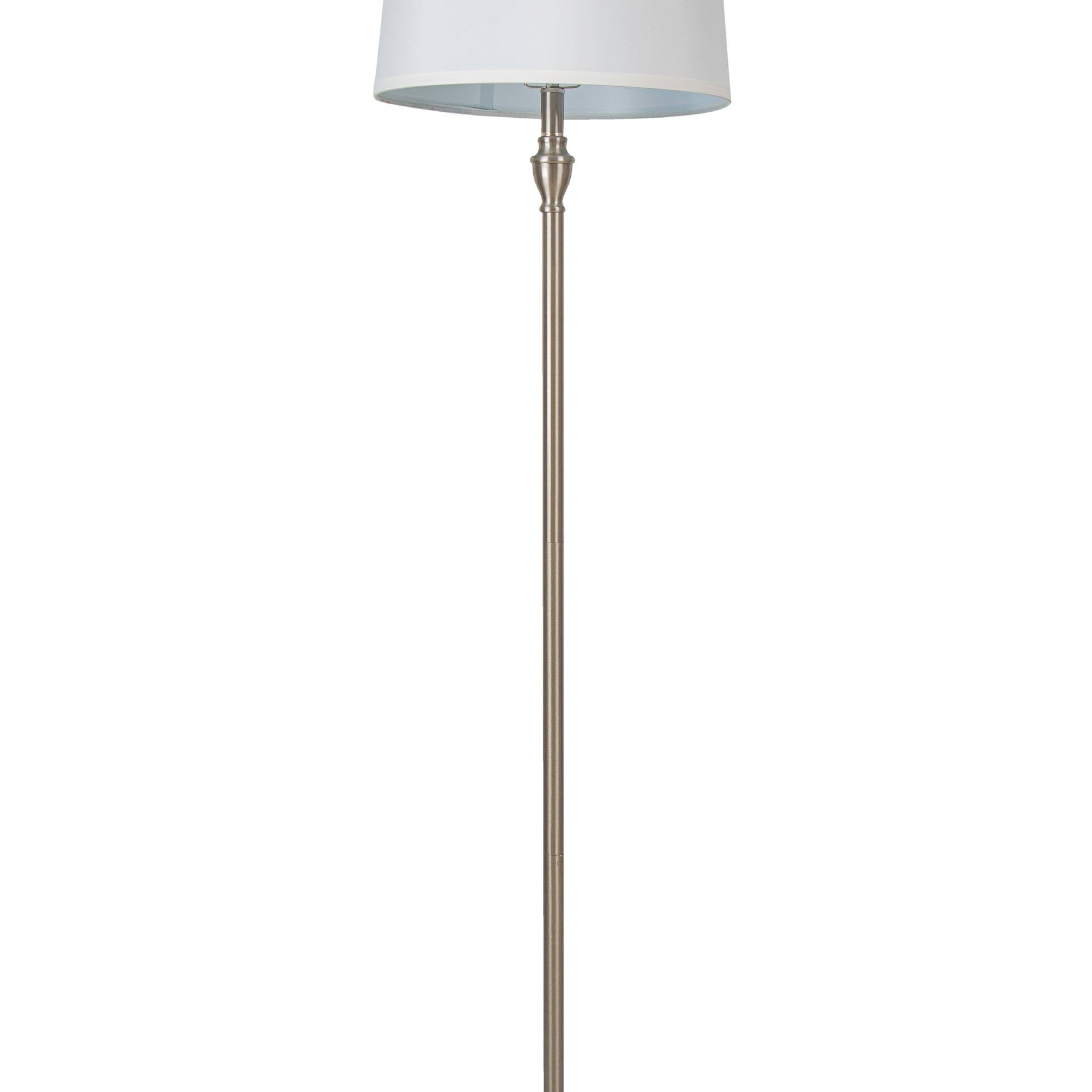 Shop Allen + Roth 60 In Brushed Nickel Metal Floor Lamp With Natural Shade  (plug In 3 Way) At Lowes Within Best And Newest Metal Brushed Floor Lamps (View 11 of 15)