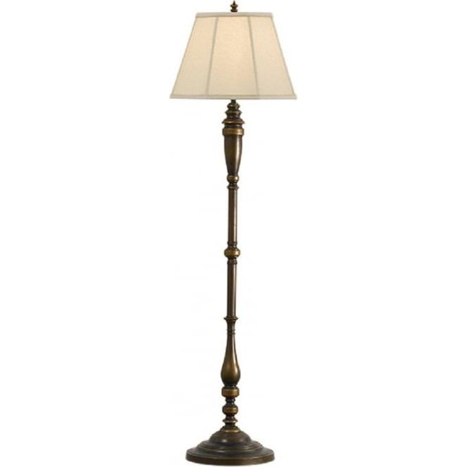 Traditional Floor Lamps Intended For Recent Victorian Style Bronze Standard Floor Lamp With Natural Linen Shade (View 11 of 15)