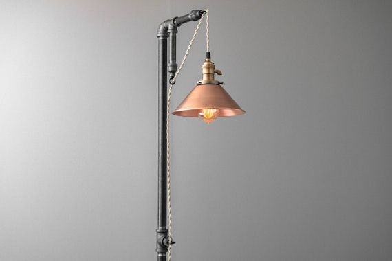Trendy Industrial Floor Lamp Copper Shade Edison Bulb – Etsy Italia With Industrial Floor Lamps (View 2 of 15)