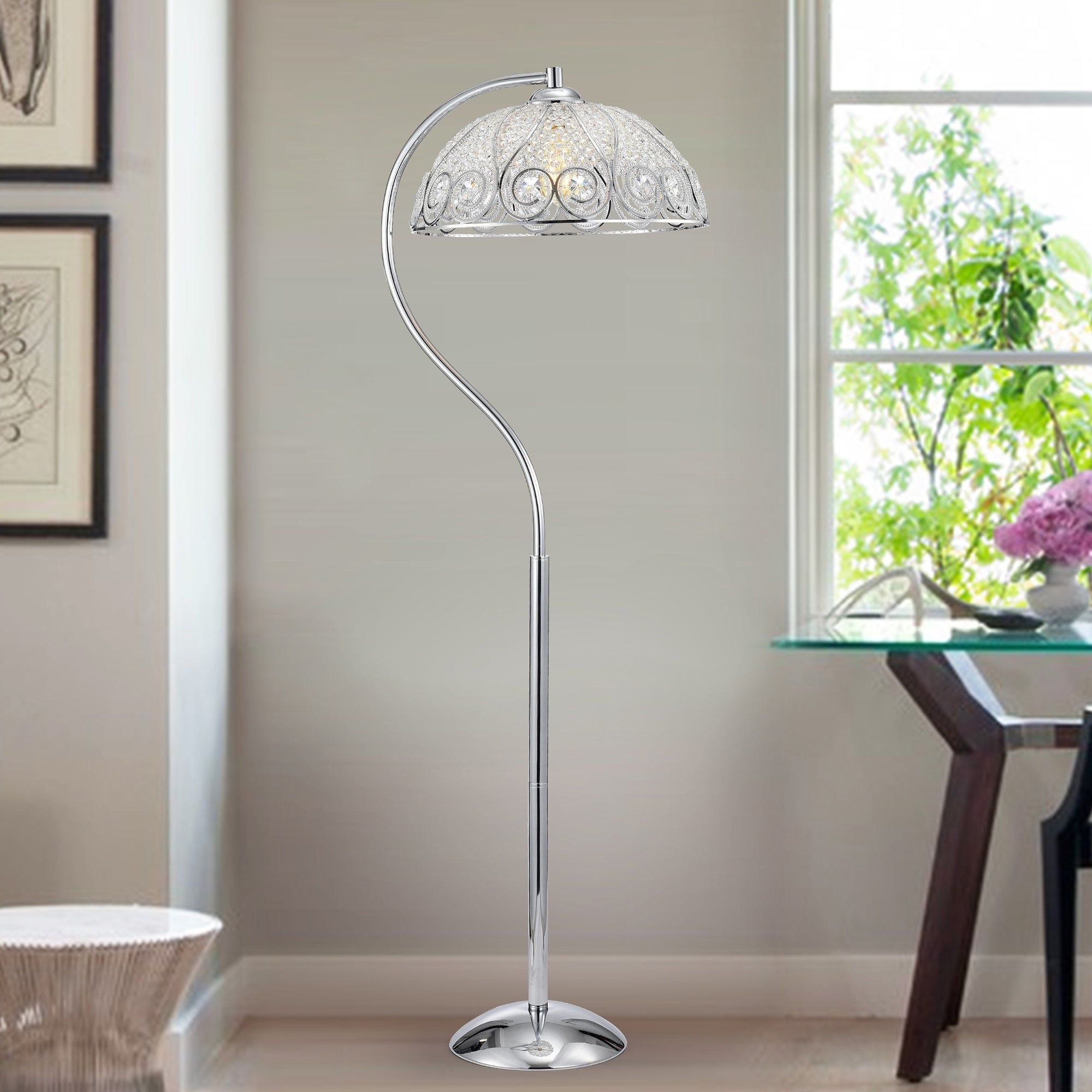 Trendy Silver Chrome Floor Lamps For Silver Orchid Wray 1 Light Chrome Floor Lamp – Overstock –  (View 7 of 15)