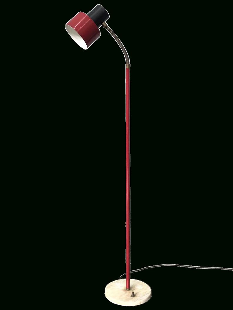 Vintage Red Floor Lamp With Marble Base Pertaining To Most Recent Marble Base Floor Lamps (View 11 of 15)