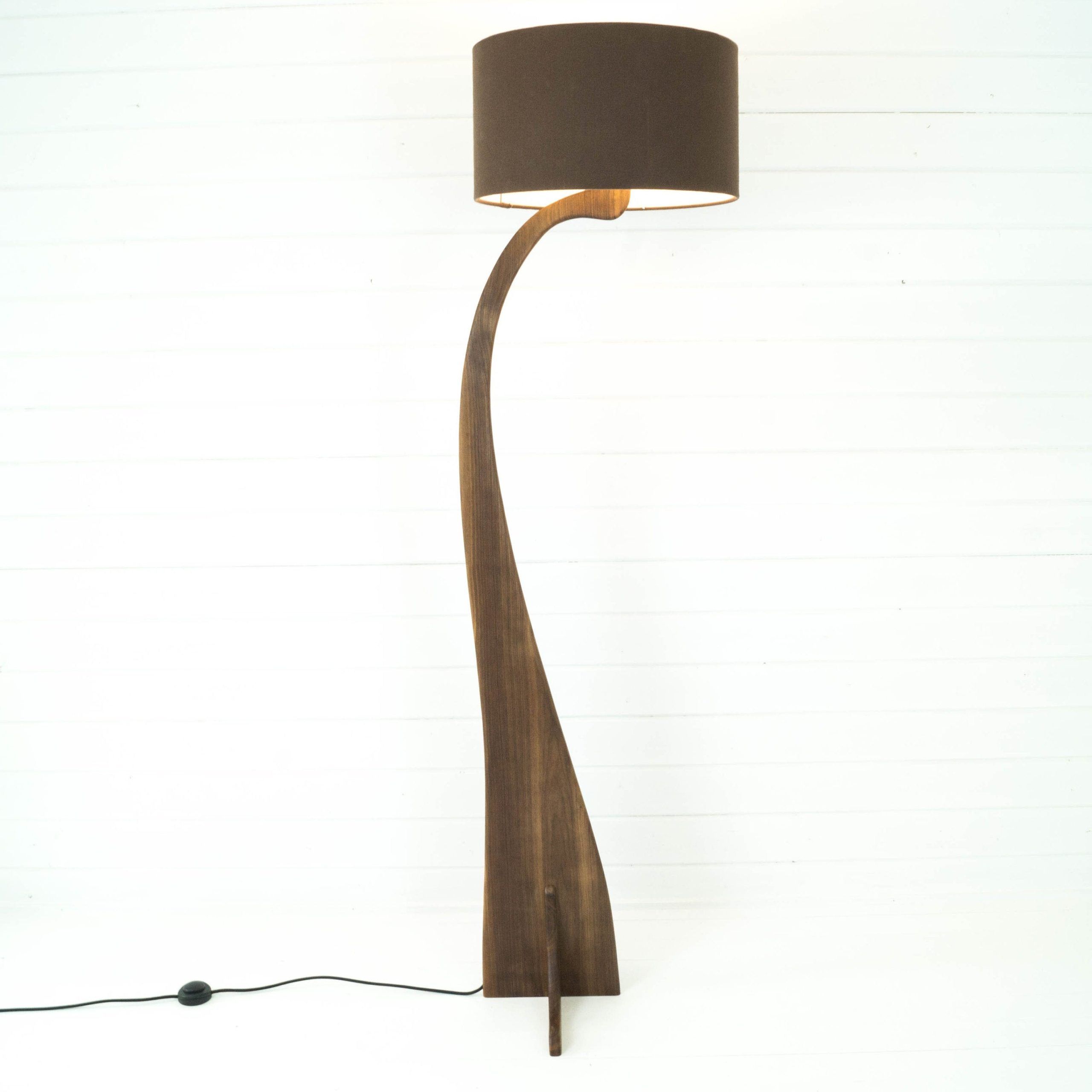 Walnut Floor Lamp Solid Wood Unique Contemporary Design – Etsy Uk Pertaining To Well Known Walnut Floor Lamps (View 3 of 15)