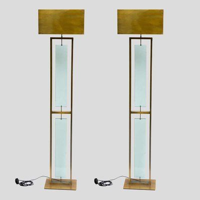 Well Known Clear Glass Floor Lamps With Regard To Fontana Arte Style Brass And Clear Glass Floor Lamps, Set Of 2 In Vendita  Su Pamono (View 2 of 15)