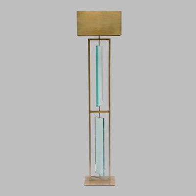 Well Known Clear Glass Floor Lamps With Regard To Fontana Arte Style Brass And Clear Glass Floor Lamps, Set Of 2 In Vendita  Su Pamono (View 1 of 15)