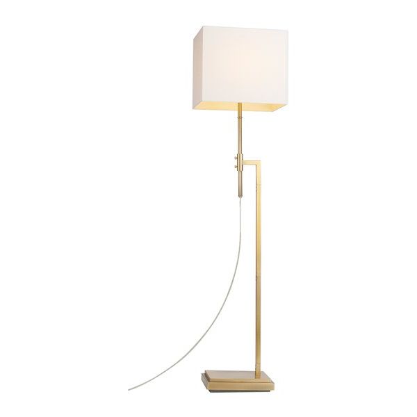 Well Known Globe Electric Lockhart Adjustable Height Floor Lamp With A White Fabric  Shade – Soft Gold  (View 10 of 15)