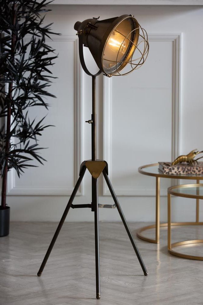 Well Known Industrial Style Battery Powered Tripod Floor Lamp (View 7 of 15)