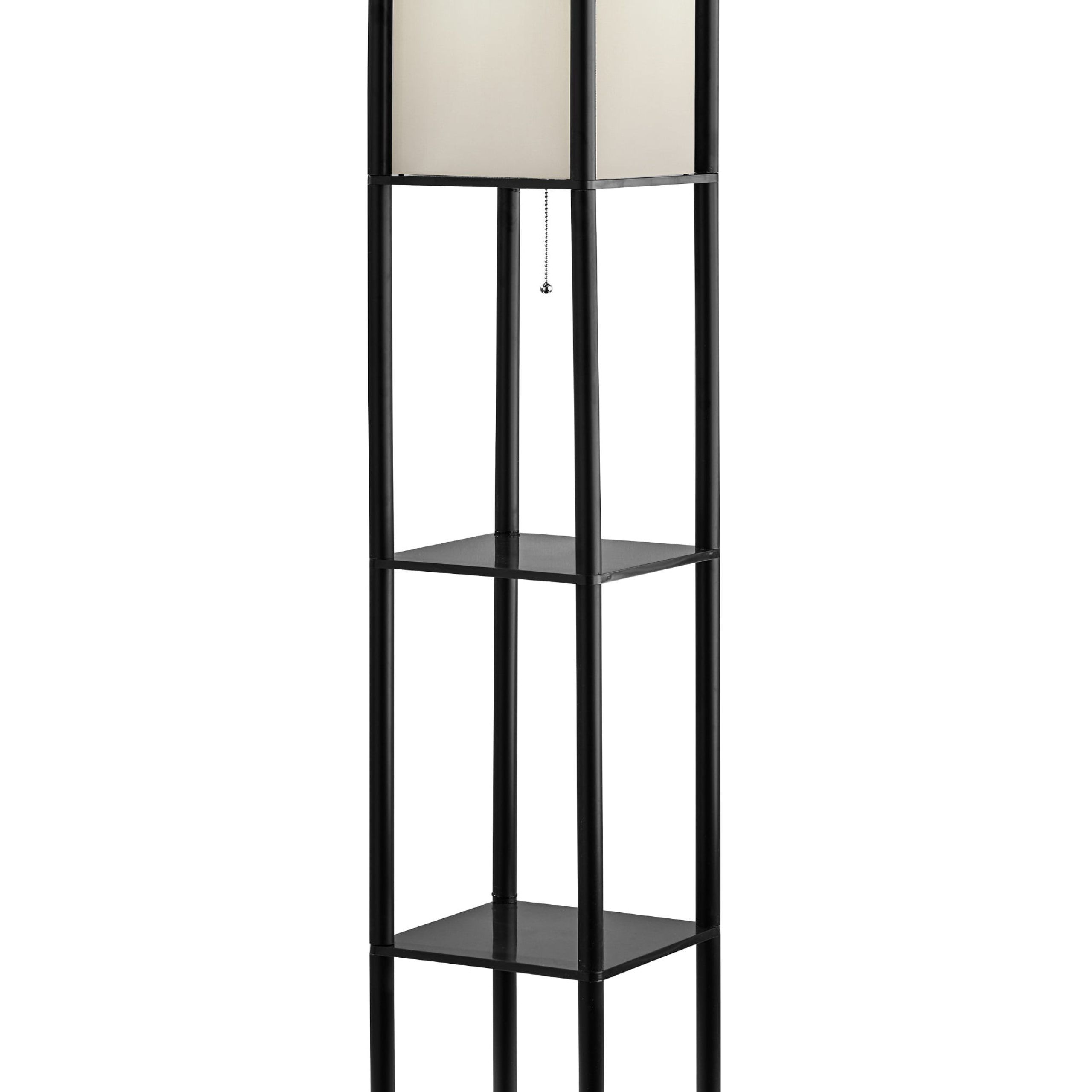 Well Known Mainstays 62 Inch Tall Shelf Floor Lamp, Black With White Fabric Shade –  Walmart Regarding 62 Inch Floor Lamps (View 3 of 15)