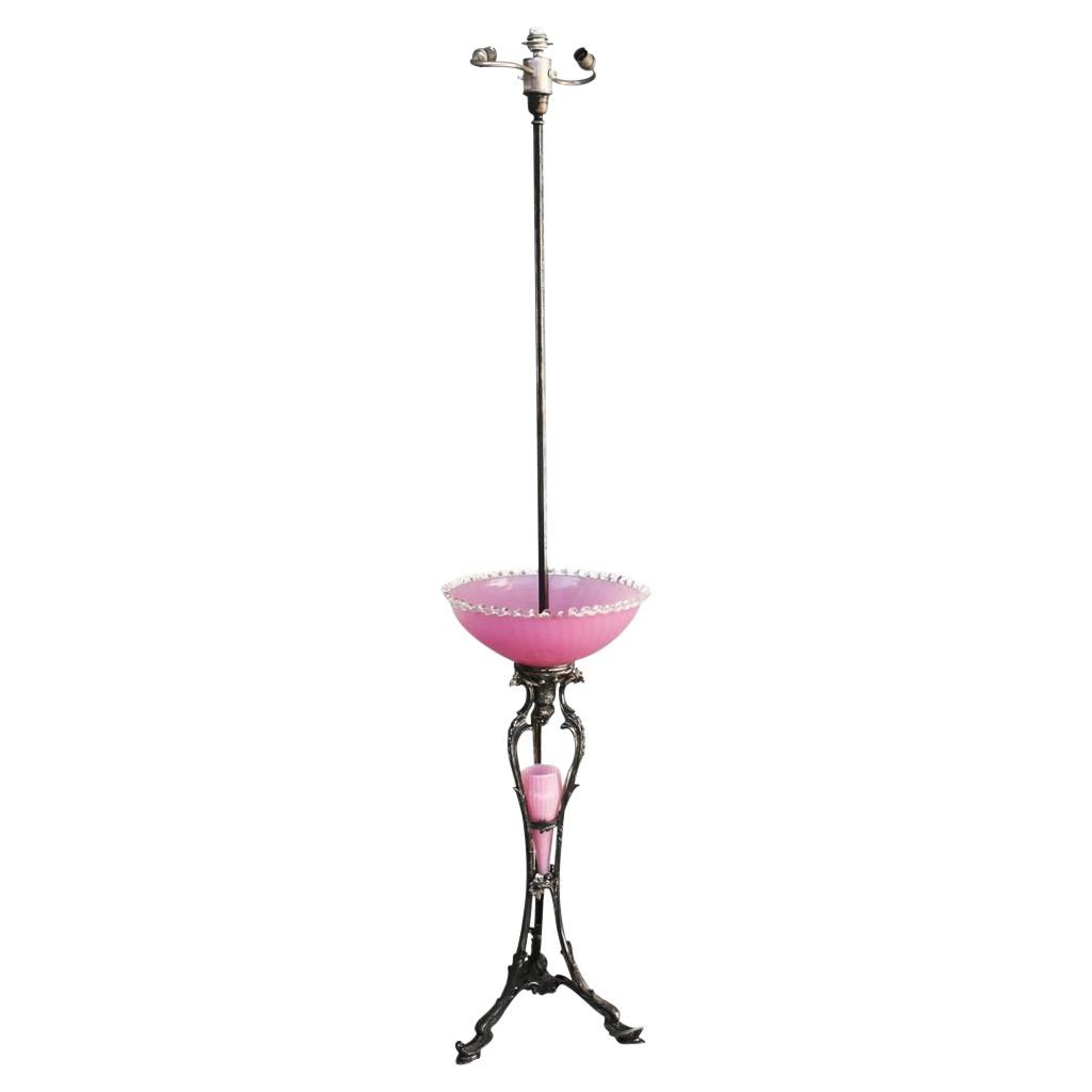 Well Known Rare Floor Lamp In Silver Metal And Pink Opalinemaison Christofle  Period 1900 – Floor Lamps (View 11 of 15)