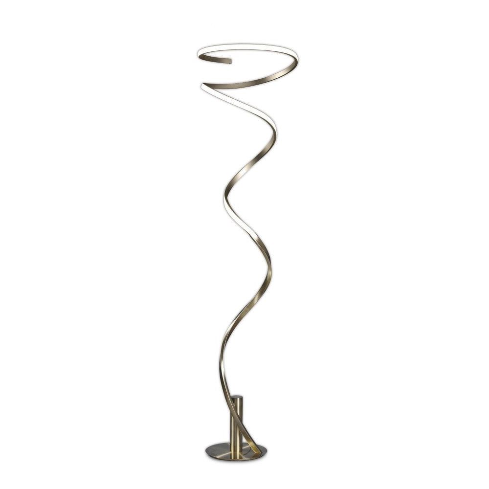 Well Liked Floor Lamps With Dimmable Led Pertaining To Mantra M6101 Helix Dimmable Led Floor Lamp In Antique Brass Finish With  Frosted Acrylic (View 3 of 15)